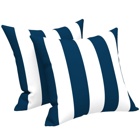 Livingsunrise Throw Pillow Covers Livingsunrise Indoor Outdoor Pillow Covers, All Weather Patio Accent Square Toss Pillow Cushion Case 18" x 18" Pack of 2 for Sofa Couch Patio Furniture Decoration,  Cabana Navy