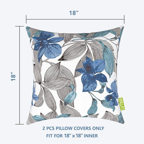 Livingsunrise Throw Pillow Covers Livingsunrise Indoor Outdoor Pillow Covers, All Weather Patio Accent Square Toss Pillow Cushion Case 18" x 18" Pack of 2 for Sofa Couch Patio Furniture Decoration,  Clemens Noir Blue