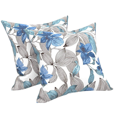 Livingsunrise Throw Pillow Covers Livingsunrise Indoor Outdoor Pillow Covers, All Weather Patio Accent Square Toss Pillow Cushion Case 18" x 18" Pack of 2 for Sofa Couch Patio Furniture Decoration,  Clemens Noir Blue