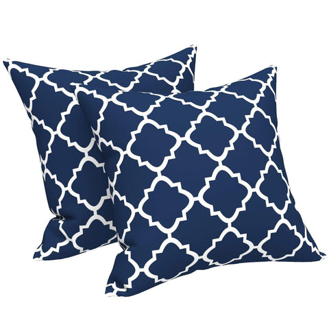 Livingsunrise Throw Pillow Covers Livingsunrise Indoor Outdoor Pillow Covers, All Weather Patio Accent Square Toss Pillow Cushion Case 18" x 18" Pack of 2 for Sofa Couch Patio Furniture Decoration,  Navy Geomentry