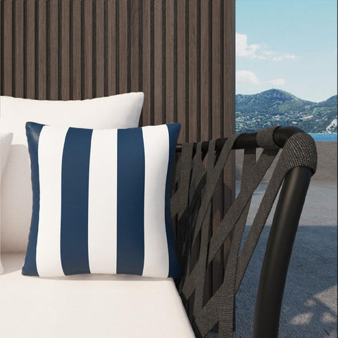 Livingsunrise Throw Pillow Covers Livingsunrise Indoor Outdoor Pillow Covers, All Weather Patio Accent Square Toss Pillow Cushion Case 18" x 18" Pack of 2 for Sofa Couch Patio Furniture Decoration,  Cabana Navy