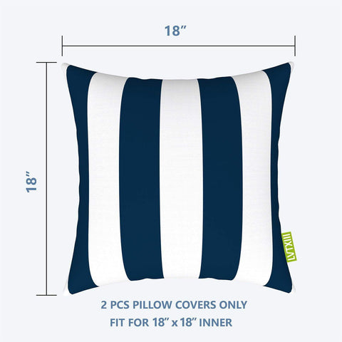 Livingsunrise Throw Pillow Covers Livingsunrise Indoor Outdoor Pillow Covers, All Weather Patio Accent Square Toss Pillow Cushion Case 18" x 18" Pack of 2 for Sofa Couch Patio Furniture Decoration,  Cabana Navy