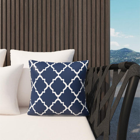 Livingsunrise Throw Pillow Covers Livingsunrise Indoor Outdoor Pillow Covers, All Weather Patio Accent Square Toss Pillow Cushion Case 18" x 18" Pack of 2 for Sofa Couch Patio Furniture Decoration,  Navy Geomentry