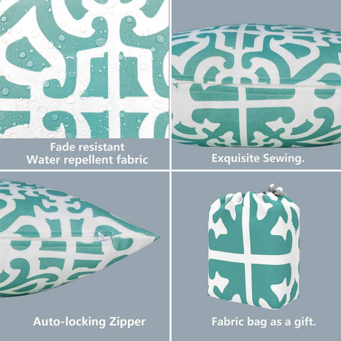 Livingsunrise Throw Pillow Covers Livingsunrise Outdoor Accent Patio Toss Pillow Covers, Throw Pillow Case Sham, Square Cushion Covers for Home Garden Indoor Outdoor Use 2 Pack, 18"x18",  Essence Mint