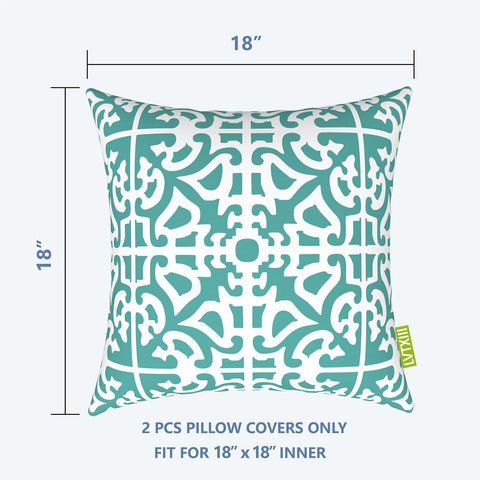 Livingsunrise Throw Pillow Covers Livingsunrise Outdoor Accent Patio Toss Pillow Covers, Throw Pillow Case Sham, Square Cushion Covers for Home Garden Indoor Outdoor Use 2 Pack, 18"x18",  Essence Mint