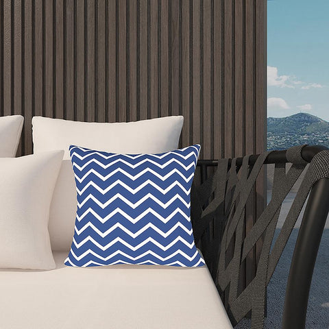 Livingsunrise Throw Pillow Covers Livingsunrise Outdoor Accent Patio Toss Pillow Covers, Throw Pillow Case Sham, Square Cushion Covers for Home Garden Indoor Outdoor Use 2 Pack, 18"x18",Zigzag Blue