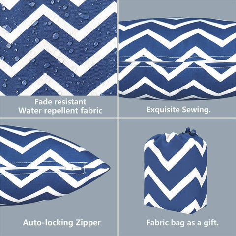 Livingsunrise Throw Pillow Covers Livingsunrise Outdoor Accent Patio Toss Pillow Covers, Throw Pillow Case Sham, Square Cushion Covers for Home Garden Indoor Outdoor Use 2 Pack, 18"x18",Zigzag Blue