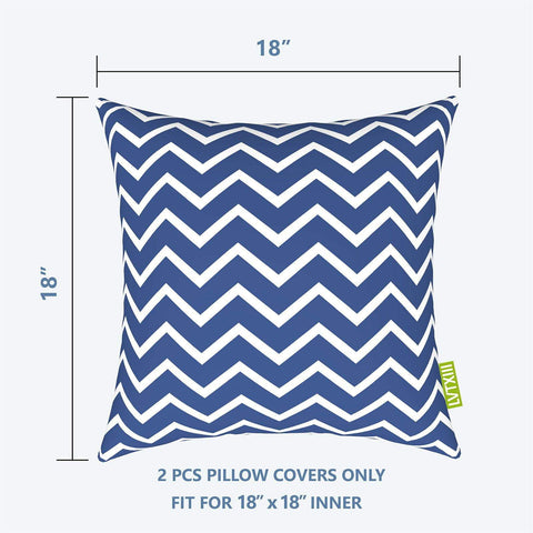 Livingsunrise Throw Pillow Covers Livingsunrise Outdoor Accent Patio Toss Pillow Covers, Throw Pillow Case Sham, Square Cushion Covers for Home Garden Indoor Outdoor Use 2 Pack, 18"x18",Zigzag Blue