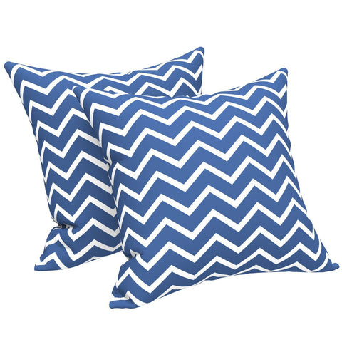 Livingsunrise Throw Pillow Covers Livingsunrise Outdoor Accent Patio Toss Pillow Covers, Throw Pillow Case Sham, Square Cushion Covers for Home Garden Indoor Outdoor Use 2 Pack, 18"x18",Zigzag Blue
