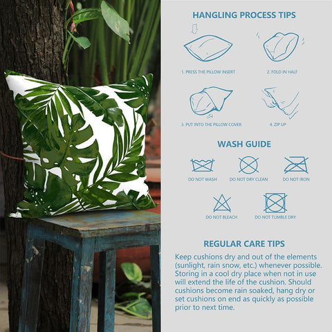 Livingsunrise Throw Pillow Covers Livingsunrise Outdoor Accent Patio Toss Pillow Covers, Tropical Throw Pillow Case Sham, Square Cushion Covers for Indoor Outdoor Use 2 Pack, 18"x18",  Palm Green