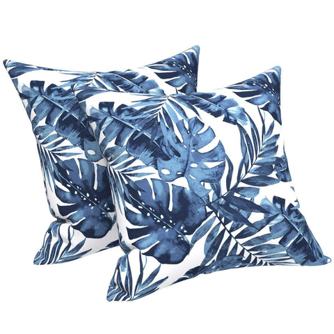 Livingsunrise Throw Pillow Covers Livingsunrise Outdoor Accent Patio Toss Pillow Covers, Tropical Throw Pillow Case Sham, Square Cushion Covers for Indoor Outdoor Use 2 Pack, 18"x18",  Palm Blue
