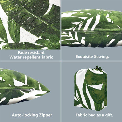 Livingsunrise Throw Pillow Covers Livingsunrise Outdoor Accent Patio Toss Pillow Covers, Tropical Throw Pillow Case Sham, Square Cushion Covers for Indoor Outdoor Use 2 Pack, 18"x18",  Palm Green