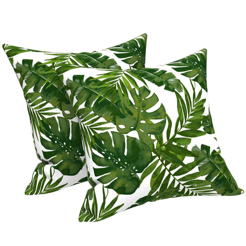 Livingsunrise Throw Pillow Covers Livingsunrise Outdoor Accent Patio Toss Pillow Covers, Tropical Throw Pillow Case Sham, Square Cushion Covers for Indoor Outdoor Use 2 Pack, 18"x18",  Palm Green