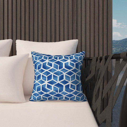 Livingsunrise Throw Pillow Covers Livingsunrise Outdoor/Indoor Pillow Covers, Square Throw Pillow Covers, Modern Cushion Cases for Sofa Patio Couch Decoration 18 x 18 Inch, Pack of 2, Cube Blue
