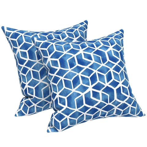 Livingsunrise Throw Pillow Covers Livingsunrise Outdoor/Indoor Pillow Covers, Square Throw Pillow Covers, Modern Cushion Cases for Sofa Patio Couch Decoration 18 x 18 Inch, Pack of 2, Cube Blue