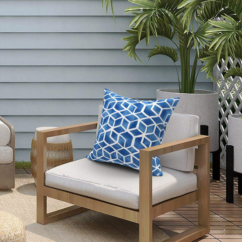 Livingsunrise Throw Pillow Covers Livingsunrise Outdoor/Indoor Pillow Covers, Square Throw Pillow Covers, Modern Cushion Cases for Sofa Patio Couch Decoration 18 x 18 Inch, Pack of 2, Cube Blue