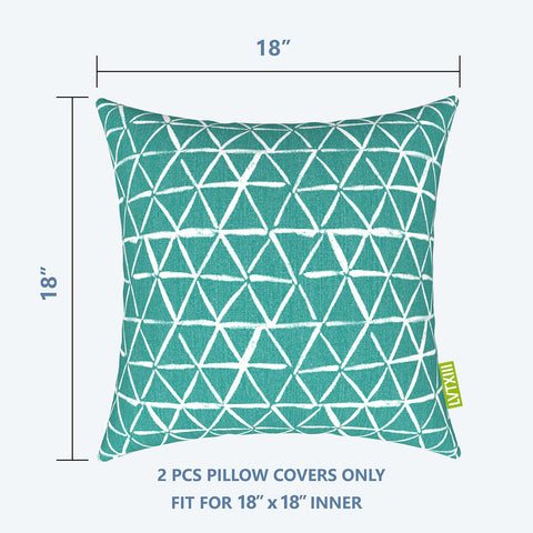 Livingsunrise Throw Pillow Covers Livingsunrise Outdoor/Indoor Pillow Covers, Square Throw Pillow Covers, Modern Cushion Cases for Sofa Patio Couch Decoration 18 x 18 Inch, Pack of 2, Geomentry Green