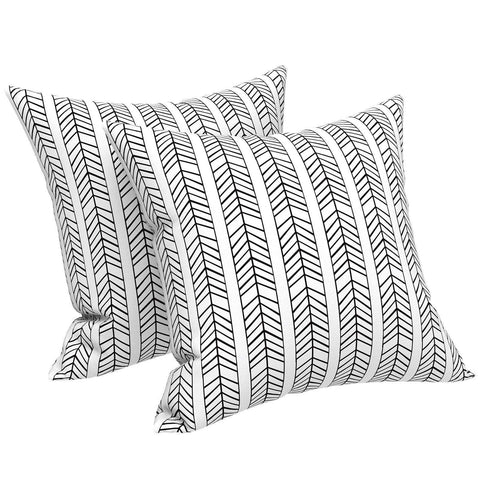 Livingsunrise Throw Pillow Covers Livingsunrise Outdoor/Indoor Pillow Covers, Square Throw Pillow Covers, Modern Cushion Cases for Sofa Patio Couch Decoration 18 x 18 Inch, Pack of 2, Herringbone Black White