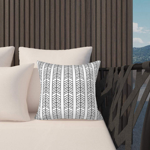 Livingsunrise Throw Pillow Covers Livingsunrise Outdoor/Indoor Pillow Covers, Square Throw Pillow Covers, Modern Cushion Cases for Sofa Patio Couch Decoration 18 x 18 Inch, Pack of 2, Herringbone Black White