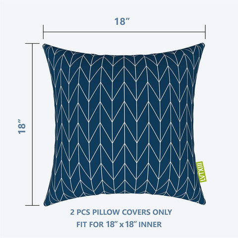 Livingsunrise Throw Pillow Covers Livingsunrise Outdoor/Indoor Pillow Covers, Square Throw Pillow Covers, Modern Cushion Cases for Sofa Patio Couch Decoration 18 x 18 Inch, Pack of 2, Herringbone Navy