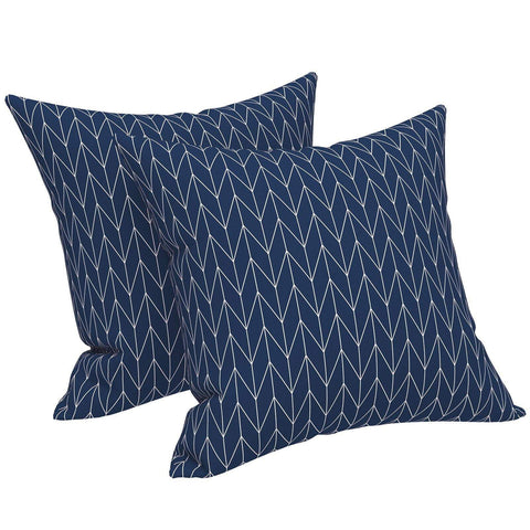 Livingsunrise Throw Pillow Covers Livingsunrise Outdoor/Indoor Pillow Covers, Square Throw Pillow Covers, Modern Cushion Cases for Sofa Patio Couch Decoration 18 x 18 Inch, Pack of 2, Herringbone Navy