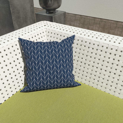 Livingsunrise Throw Pillow Covers Livingsunrise Outdoor/Indoor Pillow Covers, Square Throw Pillow Covers, Modern Cushion Cases for Sofa Patio Couch Decoration 18 x 18 Inch, Pack of 2, Herringbone Navy