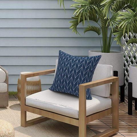Livingsunrise Throw Pillow Covers Livingsunrise Outdoor/Indoor Pillow Covers, Square Throw Pillow Covers, Modern Cushion Cases for Sofa Patio Couch Decoration 18 x 18 Inch, Pack of 2, Herringbone Navy