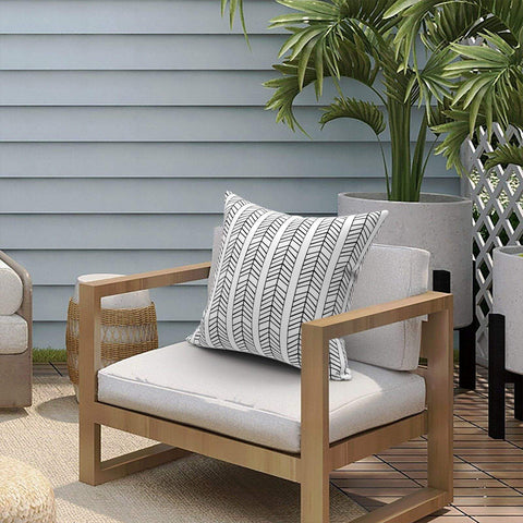Livingsunrise Throw Pillow Covers Livingsunrise Outdoor/Indoor Pillow Covers, Square Throw Pillow Covers, Modern Cushion Cases for Sofa Patio Couch Decoration 18 x 18 Inch, Pack of 2, Herringbone Black White