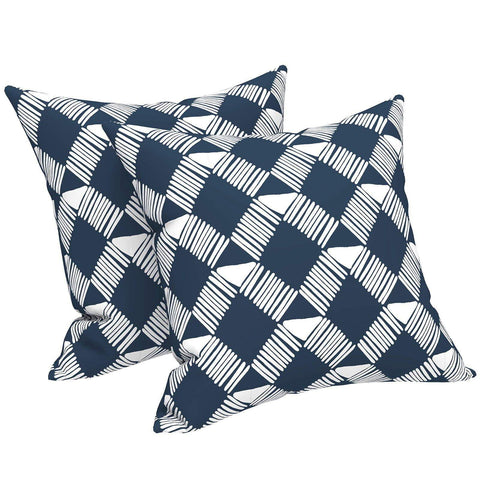 Livingsunrise Throw Pillow Covers Livingsunrise Outdoor/Indoor Pillow Covers, Square Throw Pillow Covers, Modern Cushion Cases for Sofa Patio Couch Decoration 18 x 18 Inch, Pack of 2, Knot Navy