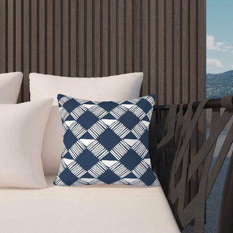 Livingsunrise Throw Pillow Covers Livingsunrise Outdoor/Indoor Pillow Covers, Square Throw Pillow Covers, Modern Cushion Cases for Sofa Patio Couch Decoration 18 x 18 Inch, Pack of 2, Knot Navy