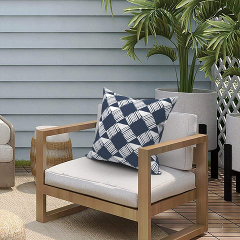Livingsunrise Throw Pillow Covers Livingsunrise Outdoor/Indoor Pillow Covers, Square Throw Pillow Covers, Modern Cushion Cases for Sofa Patio Couch Decoration 18 x 18 Inch, Pack of 2, Knot Navy