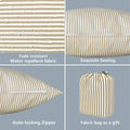 Livingsunrise Throw Pillow Covers Livingsunrise Outdoor/Indoor Pillow Covers, Square Throw Pillow Covers, Modern Cushion Cases for Sofa Patio Couch Decoration 18 x 18 Inch, Pack of 2, Stripe Beige