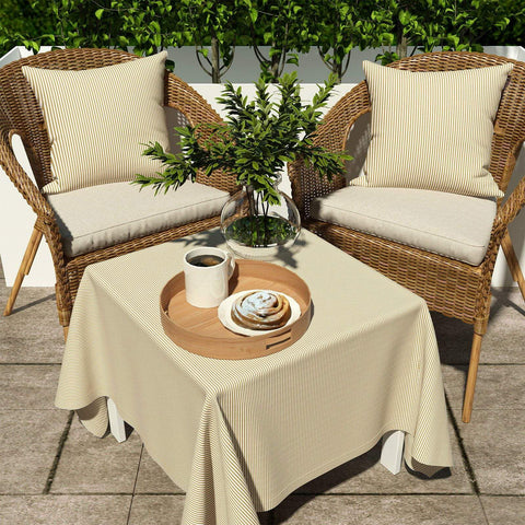 Livingsunrise Throw Pillow Covers Livingsunrise Outdoor/Indoor Pillow Covers, Square Throw Pillow Covers, Modern Cushion Cases for Sofa Patio Couch Decoration 18 x 18 Inch, Pack of 2, Stripe Beige
