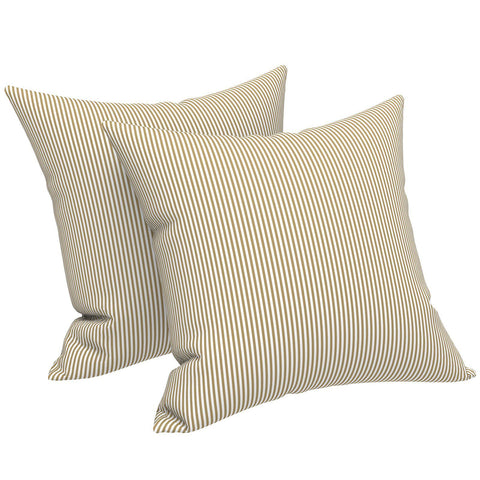 Livingsunrise Throw Pillow Covers Livingsunrise Outdoor/Indoor Pillow Covers, Square Throw Pillow Covers, Modern Cushion Cases for Sofa Patio Couch Decoration 18 x 18 Inch, Pack of 2, Stripe Beige