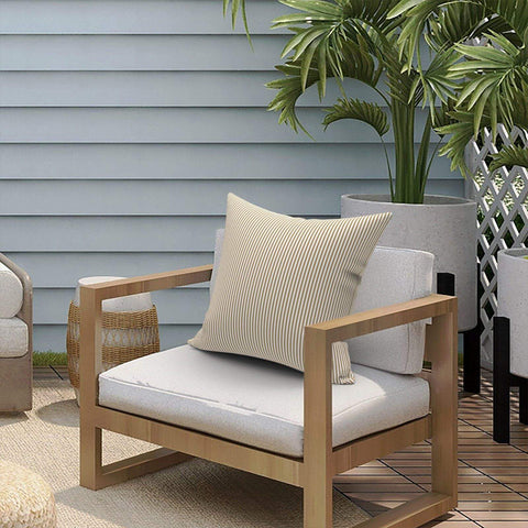 Livingsunrise Throw Pillow Covers Livingsunrise Outdoor/Indoor Pillow Covers, Square Throw Pillow Covers, Modern Cushion Cases for Sofa Patio Couch Decoration 18 x 18 Inch, Pack of 2, Stripe Beige