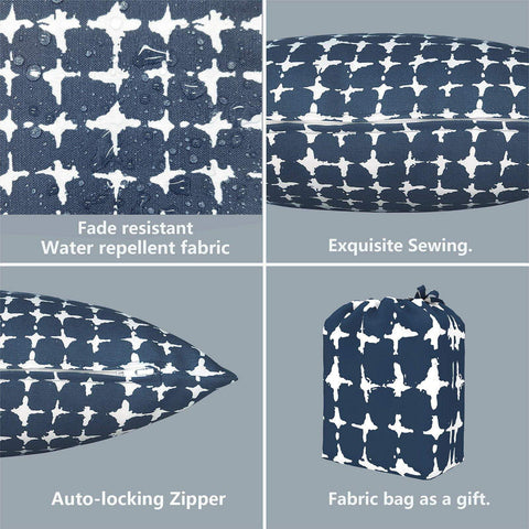 Livingsunrise Throw Pillow Covers Livingsunrise Outdoor/Indoor Pillow Covers, Square Throw Pillow Covers, Modern Cushion Cases for Sofa Patio Couch Decoration 18 x 18 Inch, Pack of 2, Tie-dye Navy
