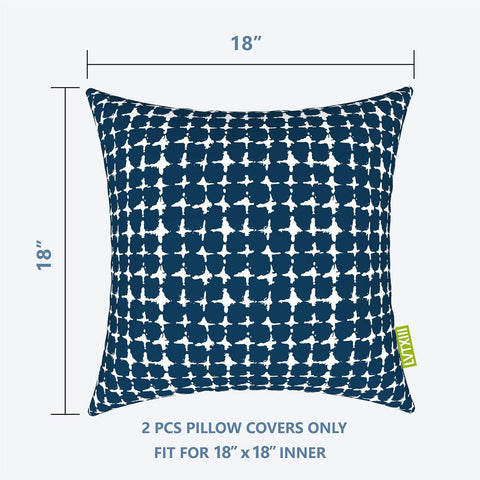 Livingsunrise Throw Pillow Covers Livingsunrise Outdoor/Indoor Pillow Covers, Square Throw Pillow Covers, Modern Cushion Cases for Sofa Patio Couch Decoration 18 x 18 Inch, Pack of 2, Tie-dye Navy