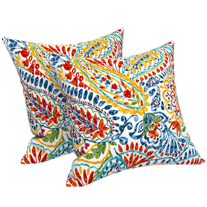 Livingsunrise Throw Pillow Covers Livingsunrise Outdoor Throw Pillow Covers 18 x 18 Inch, Modern Paisley Pattern Decorative Square Toss Pillow Case Pack of 2 for Home Patio Garden Sofa Bed Furniture, Paisley Muilti