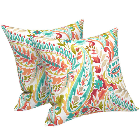 Livingsunrise Throw Pillow Covers Livingsunrise Outdoor Throw Pillow Covers 18 x 18 Inch, Modern Paisley Pattern Decorative Square Toss Pillow Case Pack of 2 for Home Patio Garden Sofa Bed Furniture, Paisley Pretty