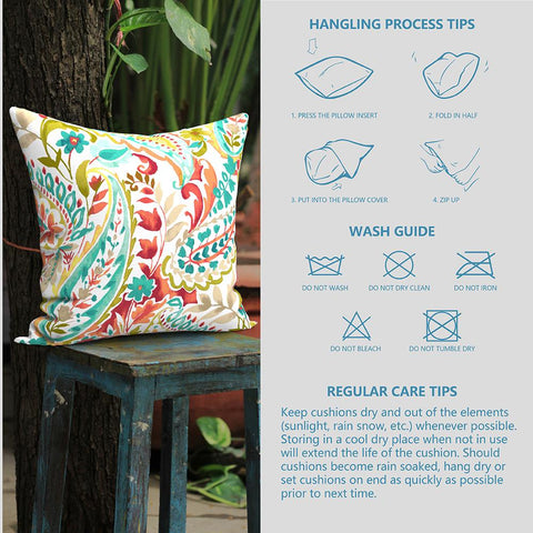 Livingsunrise Throw Pillow Covers Livingsunrise Outdoor Throw Pillow Covers 18 x 18 Inch, Modern Paisley Pattern Decorative Square Toss Pillow Case Pack of 2 for Home Patio Garden Sofa Bed Furniture, Paisley Pretty