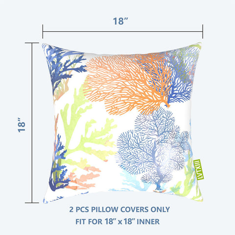 Livingsunrise Throw Pillow Covers Livingsunrise Outdoor Throw Pillow Covers 18 x 18 Inch, Modern Paisley Pattern Decorative Square Toss Pillow Case Pack of 2 for Home Patio Garden Sofa Bed Furniture, Coral Multi