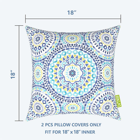 Livingsunrise Throw Pillow Covers Livingsunrise Outdoor Throw Pillow Covers 18 x 18 Inch, Modern Paisley Pattern Decorative Square Toss Pillow Case Pack of 2 for Home Patio Garden Sofa Bed Furniture, Delancey Lagoon