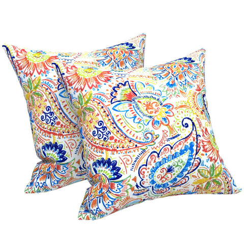 Livingsunrise Throw Pillow Covers Livingsunrise Outdoor Throw Pillow Covers 18 x 18 Inch, Modern Paisley Pattern Decorative Square Toss Pillow Case Pack of 2 for Home Patio Garden Sofa Bed Furniture, Paisley Chili