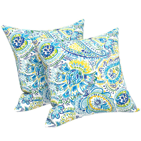Livingsunrise Throw Pillow Covers Livingsunrise Outdoor Throw Pillow Covers 18 x 18 Inch, Modern Paisley Pattern Decorative Square Toss Pillow Case Pack of 2 for Home Patio Garden Sofa Bed Furniture, Paisley Blue