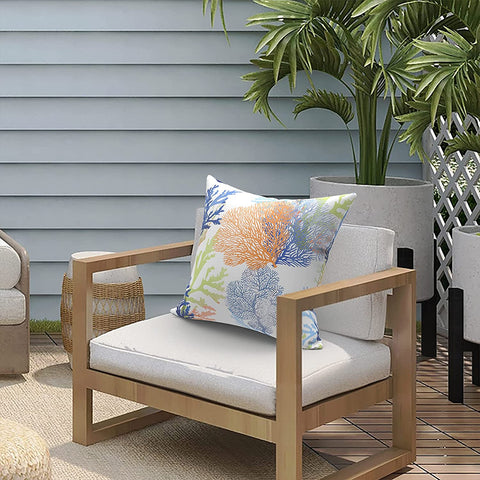 Livingsunrise Throw Pillow Covers Livingsunrise Outdoor Throw Pillow Covers 18 x 18 Inch, Modern Paisley Pattern Decorative Square Toss Pillow Case Pack of 2 for Home Patio Garden Sofa Bed Furniture, Coral Multi