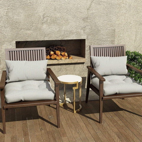 Livingsunrise U-Shape Tufted Seat Cushions Livingsunrise Indoor/Outdoor U-Shaped Wicker Seat Cushion, Decorative Tufted Chair Pads Seat Cushions Set for Patio Garden Home Office Furniture, 19"x19"x5", 2 Pack, Topanga Stripe Grey