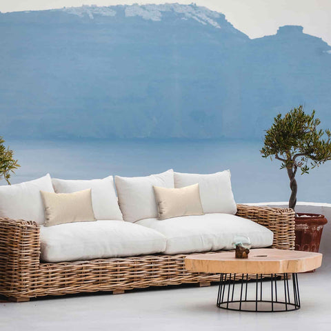 lumbar outdoor pillow on sofa