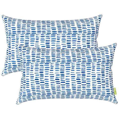 LVTXIII Outdoor/Indoor Lumbar Pillows 12''×20'' Pebble Blue（Set of 2）