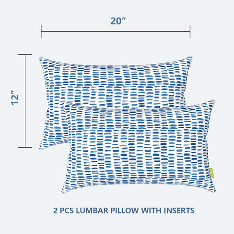 LVTXIII Outdoor/Indoor Lumbar Pillows 12''×20'' Pebble Blue（Set of 2）