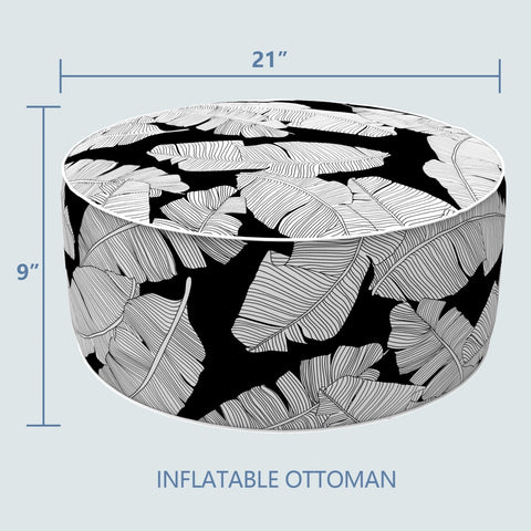 Inflatable Ottoman Black Lush Leaf Jungle  size